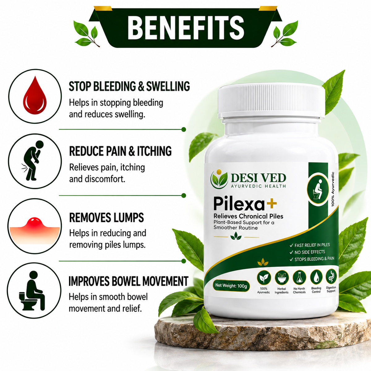 Desived Pilexo+ | Piles, Pain, Itching & Swelling Relief | 100% Ayurvedic