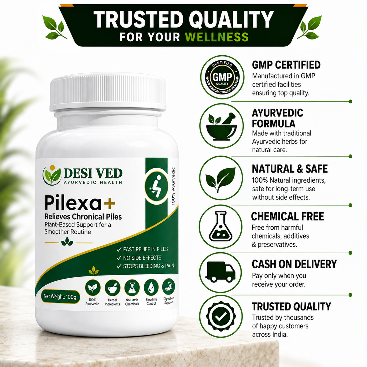 Desived Pilexo+ | Piles, Pain, Itching & Swelling Relief | 100% Ayurvedic