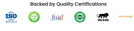 Desived Quality Certifications - ISO, GMP, FSSAI, HACCP, Make In India, Startup India